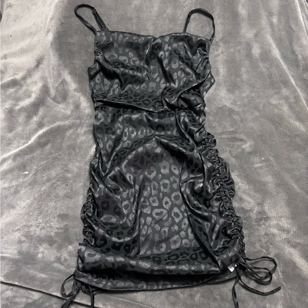 Black cheetah print mini dress